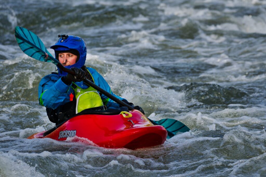 A person kayaking