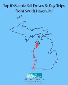 scenic fall drive Lake Michigan map