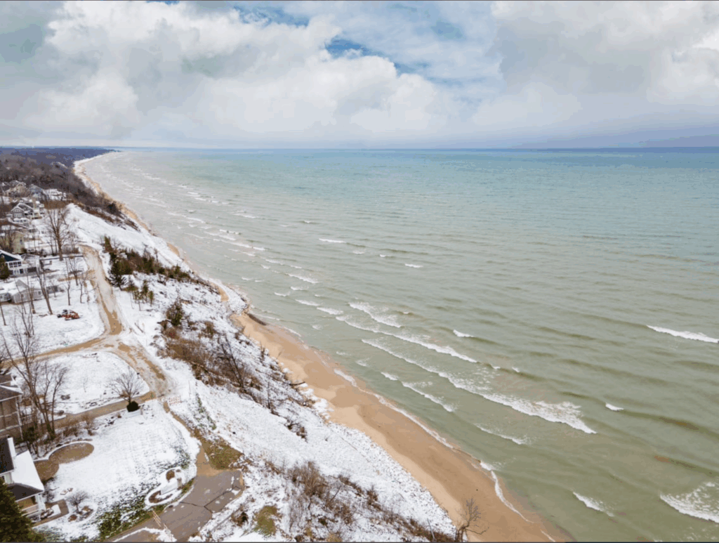 Snow Coated Lake Michigan Winter